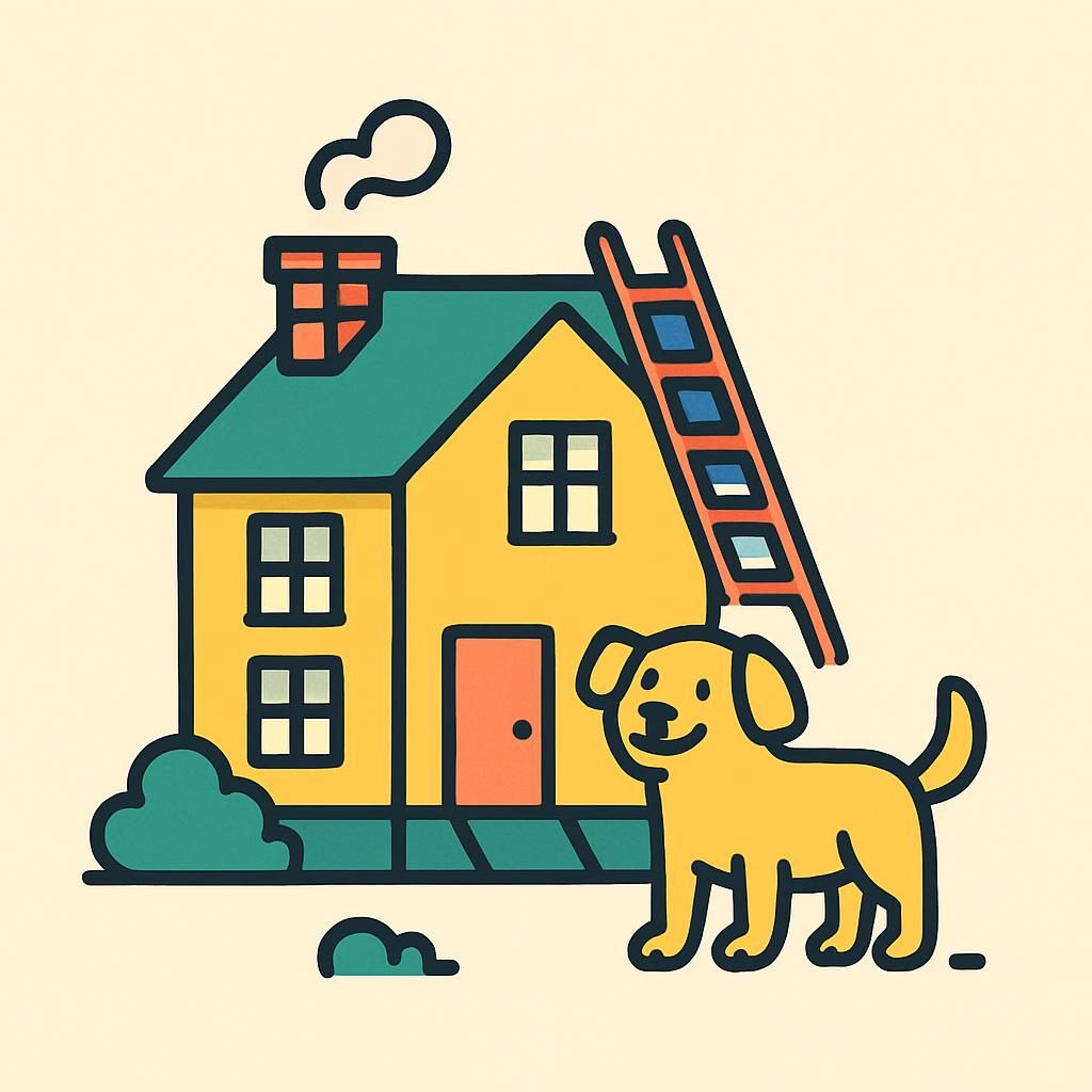 Drawing of a house with a chimney
